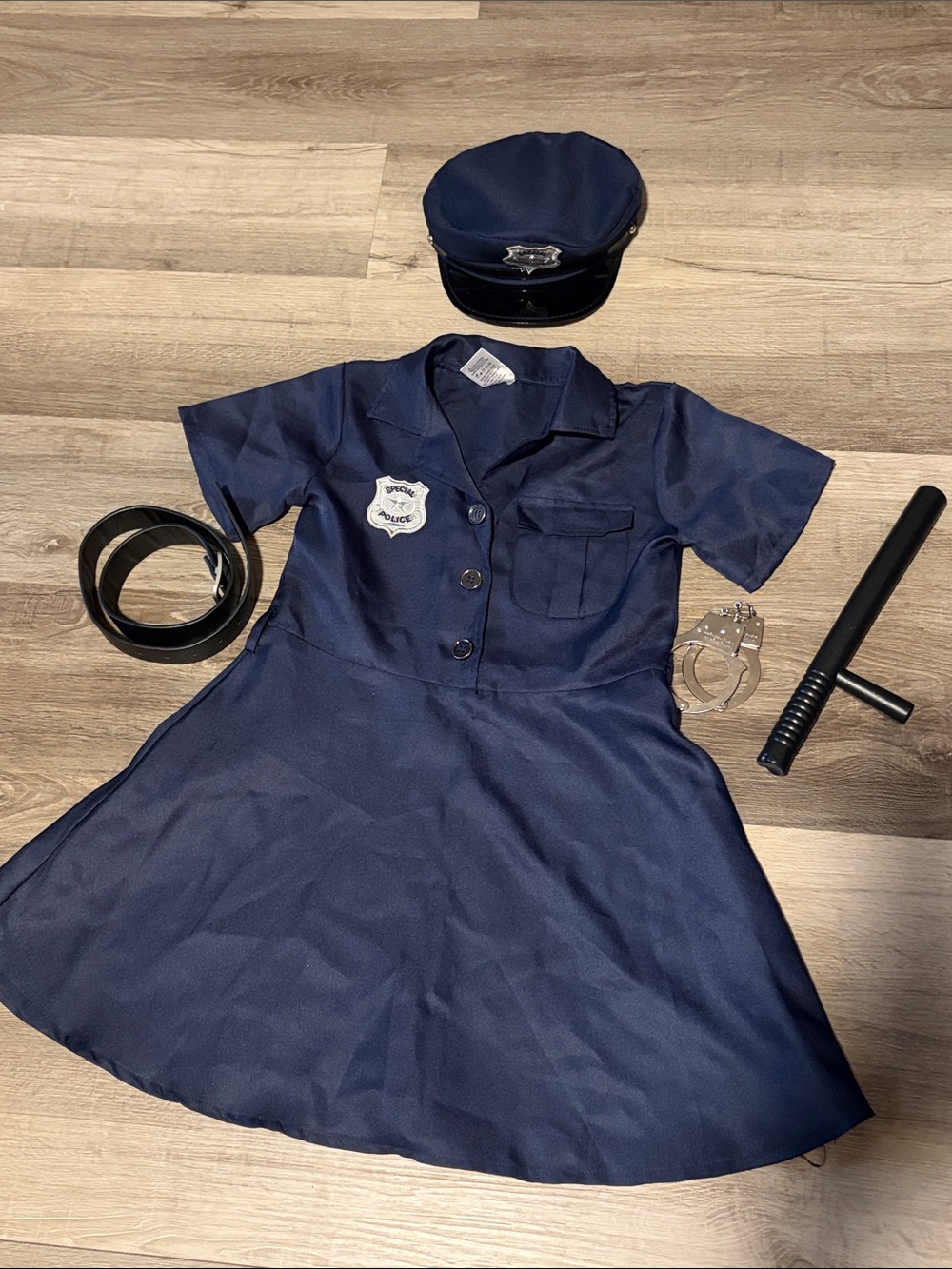 Children's Navy Police Officer Costume Dress with Hat and Accessories